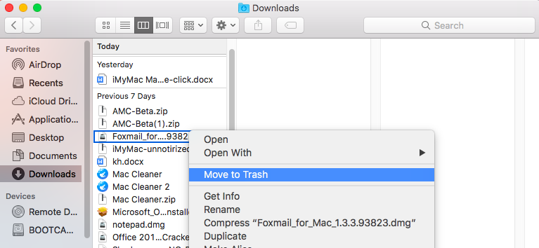 delete downloads on mac finder