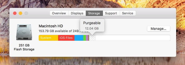 macOS purgeable space