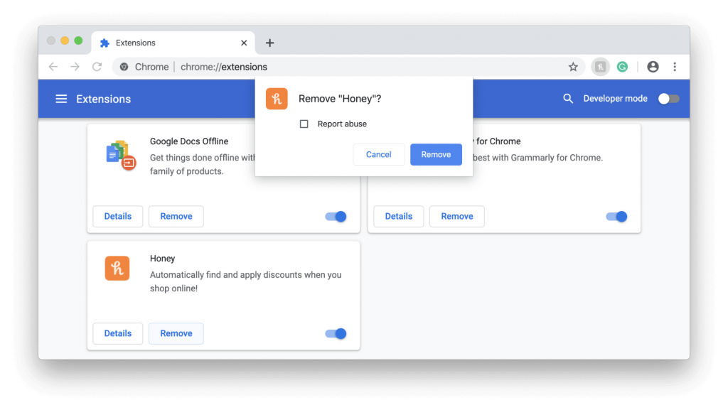 remove chrome extensions