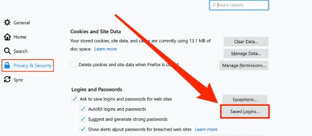 delete passwords on Firefox