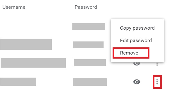 remove your saved password