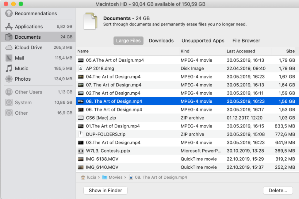  Find the Largest Files on macOS