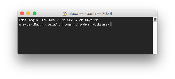 access the Library folder through the Terminal