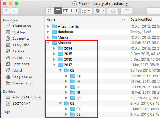 where are photos stored on Mac