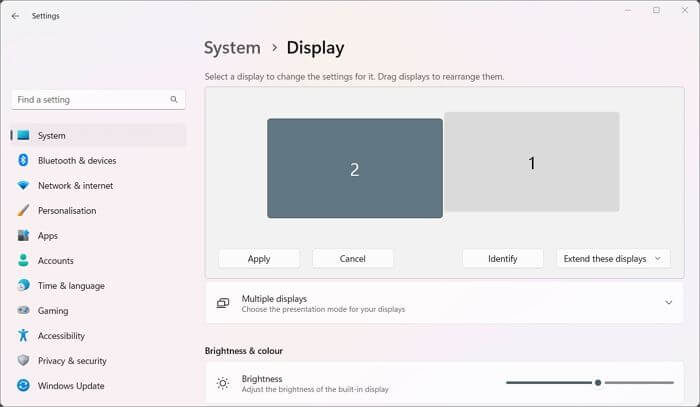 How to Switch Display 1 and 2