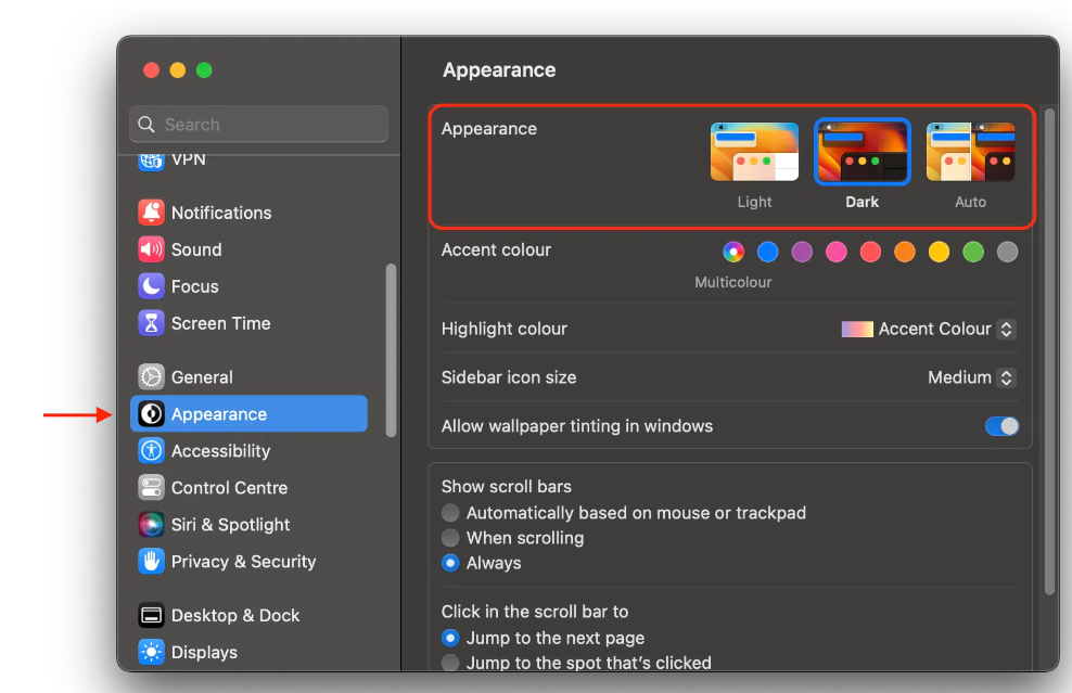 how to get Dark Mode on Mac