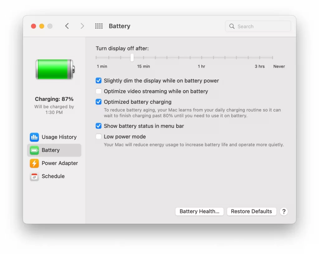 how to save battery on MacBook