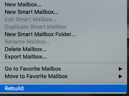 What does rebuild do in Mac Mail