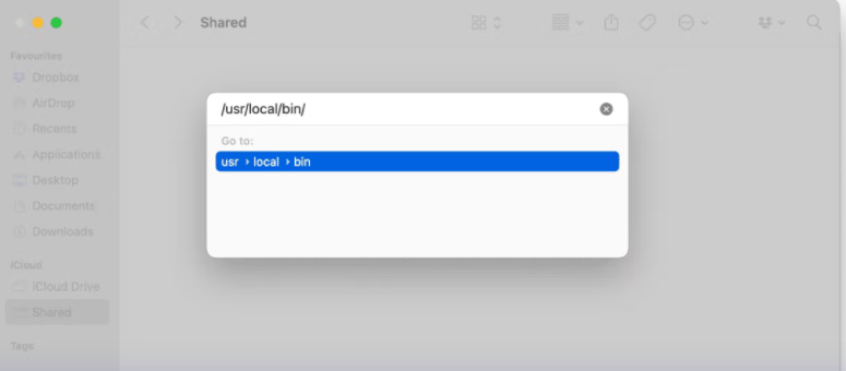 how to access the bin folder on mac